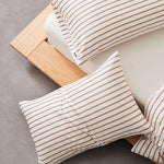 taies d'oreiller coton rayées 48x74cm blanc gris rose bleu minimaliste respectueux environnement maison lit