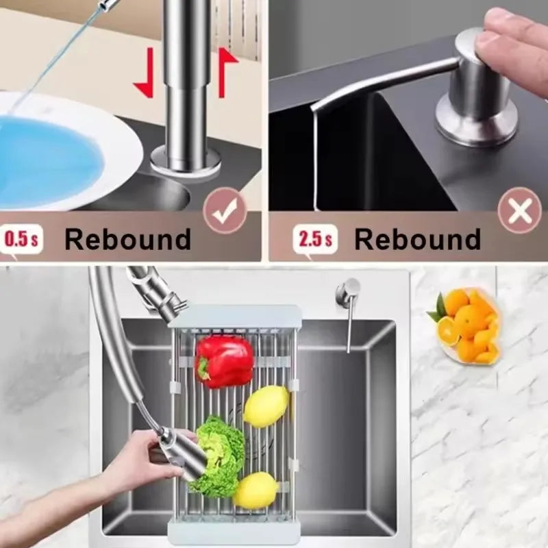 distributeur savon mains cuisine noir argenté moderne fixations vis support grille tailles