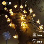 guirlande lumineuse solaire fleurs blanc multicolore moderne piquet panneau solaire extérieur nocturne led jardin
