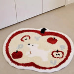tapis vert pomme motif pommes décoratif cartoon antidérapant imperméable intérieur extérieur 118x140cm 58x70cm 78x90cm