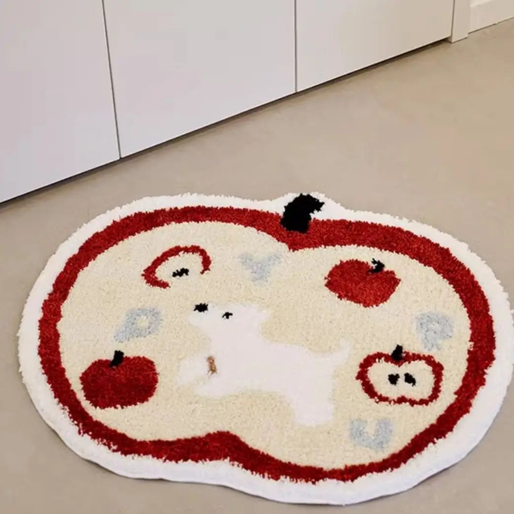 tapis vert pomme motif pommes décoratif cartoon antidérapant imperméable intérieur extérieur 118x140cm 58x70cm 78x90cm