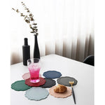 placemat classique ornements floraux bordure dentelée silicone gris vert rouge bleuclair rose beige blanc