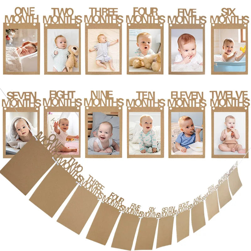 calendrier mural bébé moderne motifs textes imprimés couleurs beige rose jaune minimaliste adhésif
