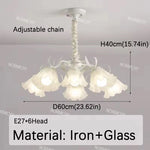 lampe suspendue fleur blanche classique romantique translucide chaines ampoules