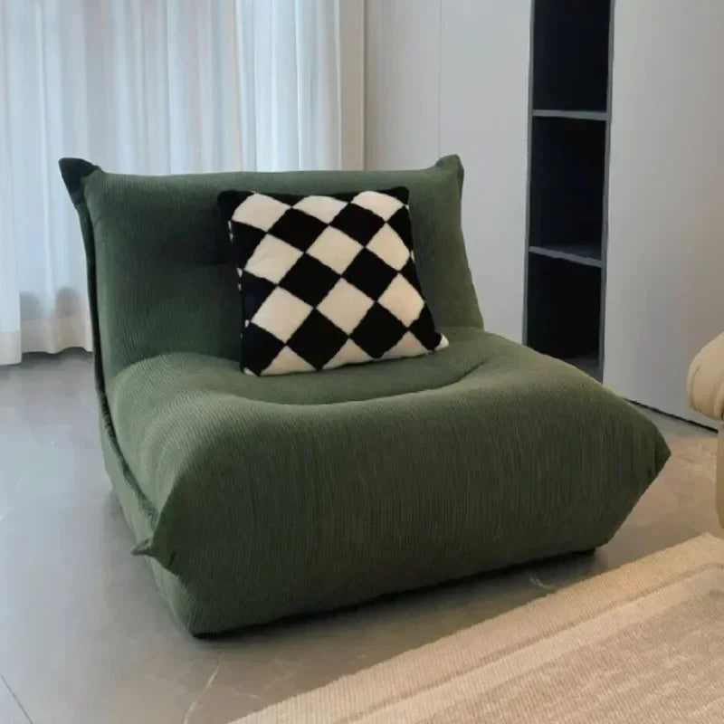 fauteuil inclinable vert olive corduroy moderne coussin d'appoint dimension 89x94x69 cm