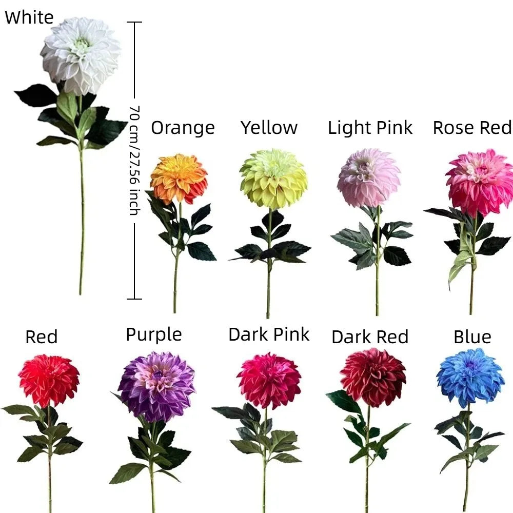 décoration intérieure moderne fleur artificielle bleue rose violet blanc rayonnante pétale opaques 70cm