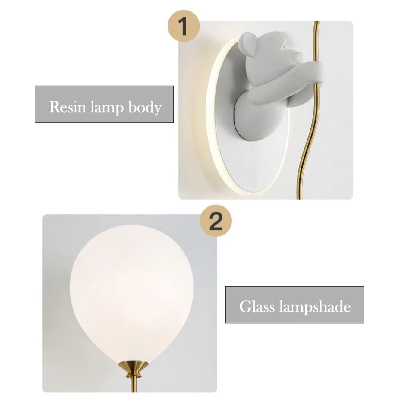 lampe murale moderne ours motif texture mat blanc doré chambre enfant okolets
