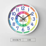 horloge murale moderne dessins animés couleurs vives chiffres romains sans tic tac enfants décoration