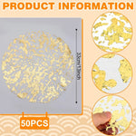 serviettes table blanches dorées feuille d'or texture élégantes classiques 33cm