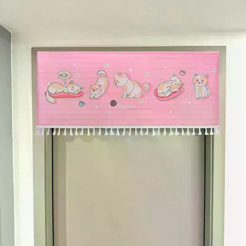 rideau porte motif animalier panda ours enfantin franges pois rayures décoratif blanc vert