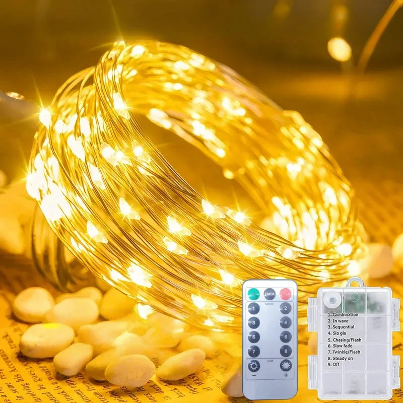 guirlande lumineuse led multicolore 50 100 200 300 led télécommande modes moderne étanche