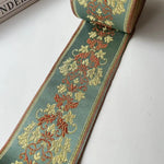 ruban brodé fleurs polyester largeur 9cm beige marron rouge vert élégant classique opaque