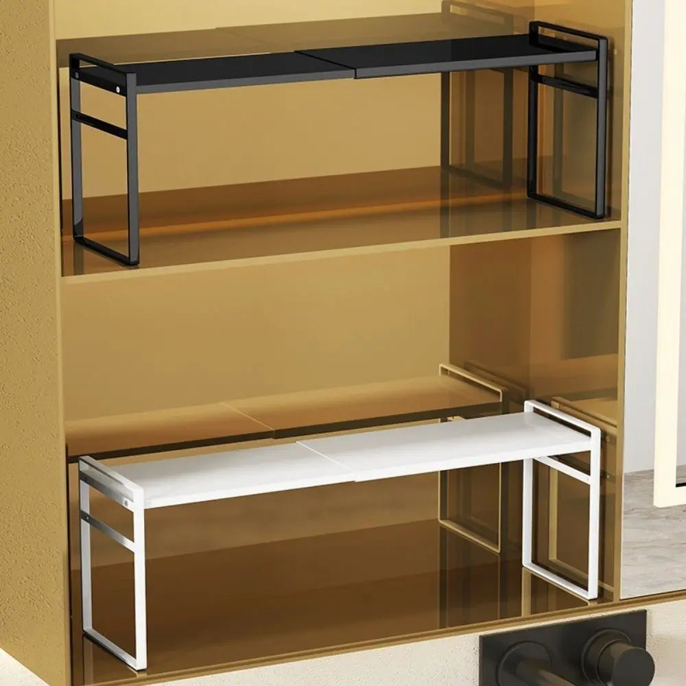étagère rétractable acier inoxydable noir blanc moderne assiettes bols pot thé boîtes conservation cosmétiques