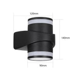 applique murale led moderne noir blanc spirale contemporaine fixations lumière chaude 6w