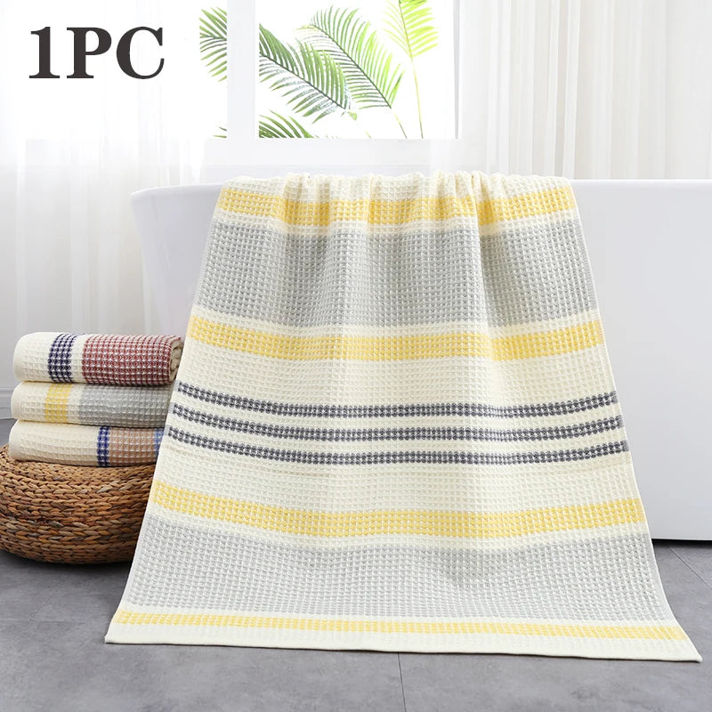 serviettes bain microfibre rayées lavables rapide absorption blanc rouge bleu jaune classique moderne toilette