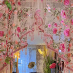 Rideau floral transparent brodé tulle papillons décoration romantique bohème maison
