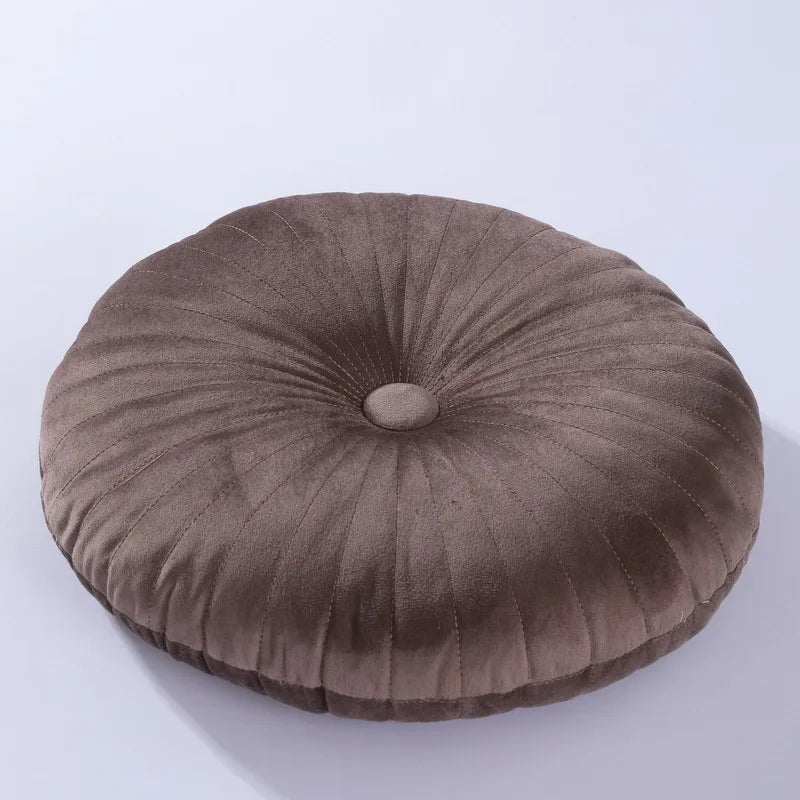 coussin rond velours brodé mousse pu polyester moderne orange jaune gris roseversible non amovible