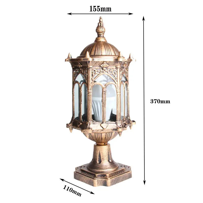 lanterne dorée gothique verre translucide classique extérieure éclairage public ip65 led e27 ornementations aluminium