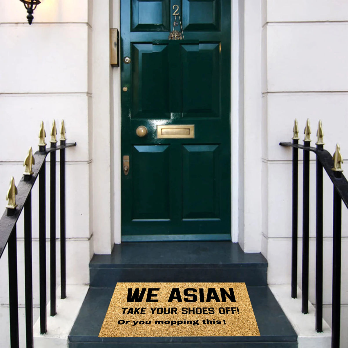 tapis d'entrée antidérapant résistant anti bactéries marron clair rayures horizontales moderne adhésif extérieur sol