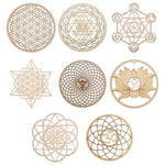 coasters bois clair gravure circulaire fleur vie om lotus minimaliste 14cm 30cm