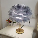 lampe table plumes moderne rose gris blanc décoration bohème éclairage original led certifiée vde