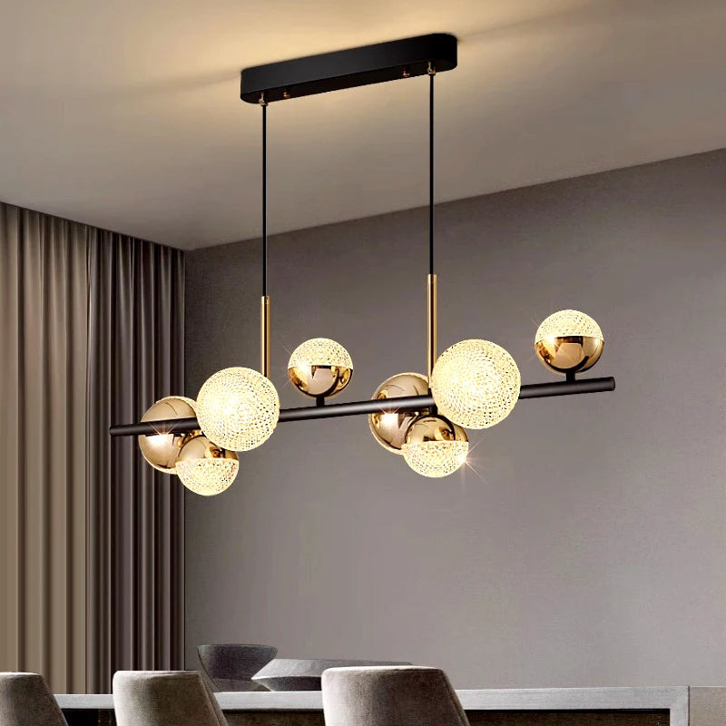 suspension lumineuse moderne géométriques noir doré led 249 2000lm