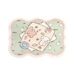 tapis dessin animé ours fruits fleurs vert clair rose pâle beige antidérapant confortable intérieur