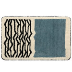 tapis bain moderne bleu clair noir rayures beige géométrique absorption eau salle bain polyester