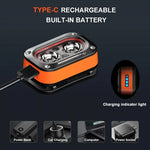 lampe frontale led rechargeable orange bande élastique modes d'éclairage étanche capteur mouvement camping pêche