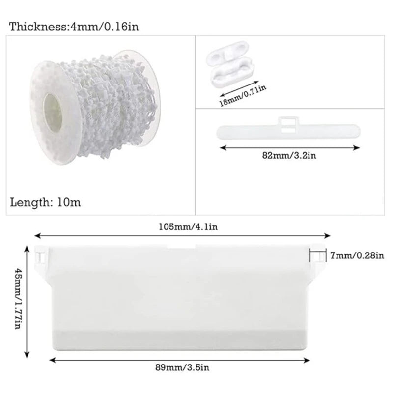 rideau lamelles blanc moderne 10m chaîne clips opaques 20pc set
