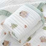 couverture bébé coton imprimé animaux lézard dino lapin blanc bleu gris orange