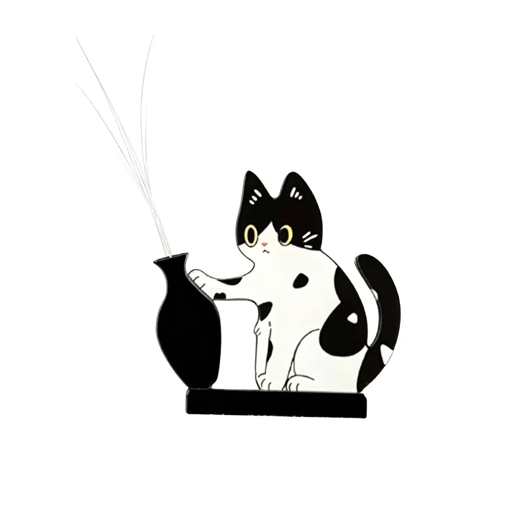 aimants chats dessin animé chat blanc noir orange vase assis tenancient vase