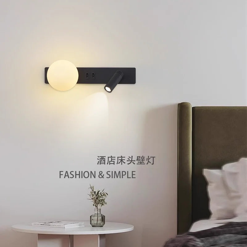 applique murale moderne lampe chevet led noire blanche minimaliste éclairage intérieur salon