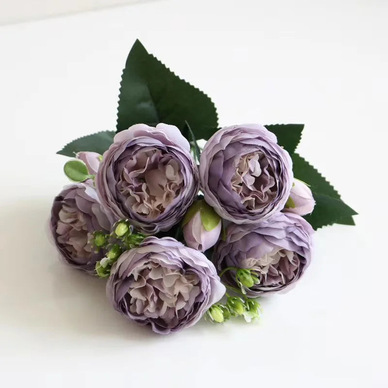 bouquet fleurs artificielles soie décoration maison mariage anniversaire fêtes extérieur roses pivoines classique
