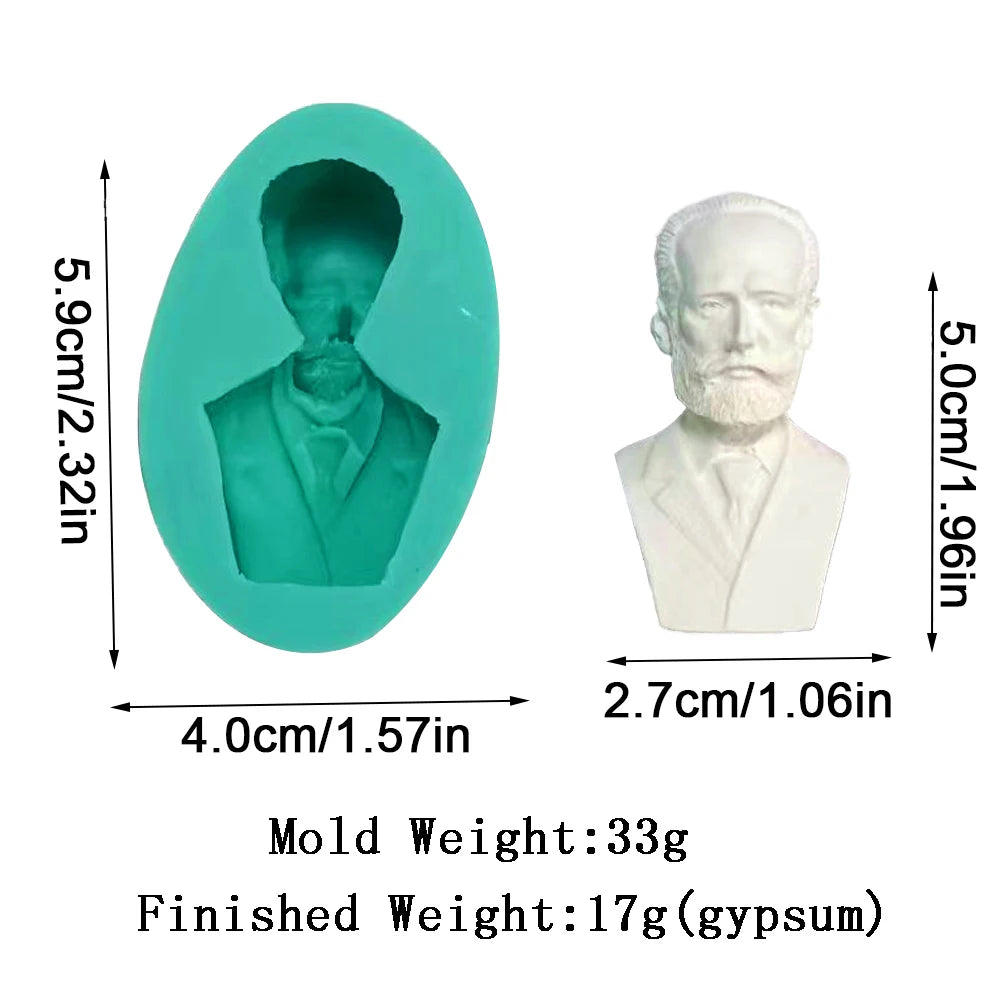 moules silicone bustes sculptés classiques aromathérapie gypse résine époxy decoration gâteau blanc vert