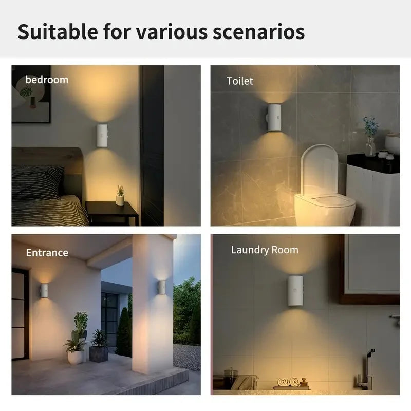 lampe murale rechargeable capteur mouvement modes éclairage led adhésif indicateur charge type