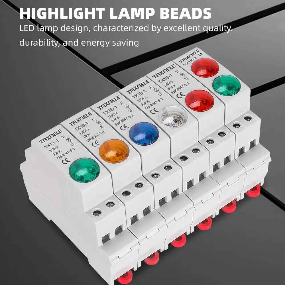Rail LED Indicateur Blanc Vert Bleu Rouge Câble G6MM Plaque Fixation Moderne Fonctionnel