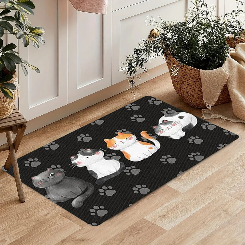 tapis moderne chatons dessin animé anti bactéries antidérapant résistant rides 30x50cm 40x60cm 50x80cm salon