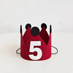 couronne anniversaire enfant rouge oreilles chiffres adhésif festive décoration première année joyeuse festivités