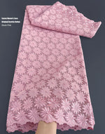 dentelle coton blanc rose bleu ciel motifs floraux texture fine mariage qualité supérieure