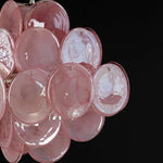suspension lumineuse moderne rose verte verre transparent chaîne métallique 65cm 65cm
