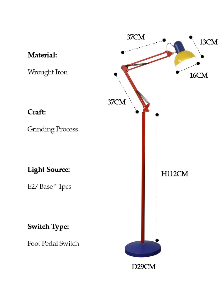 lampe sol led rouge bleu moderne industriel clips métalliquesTouchable Interrupteur Haut Bas couleurs changeables