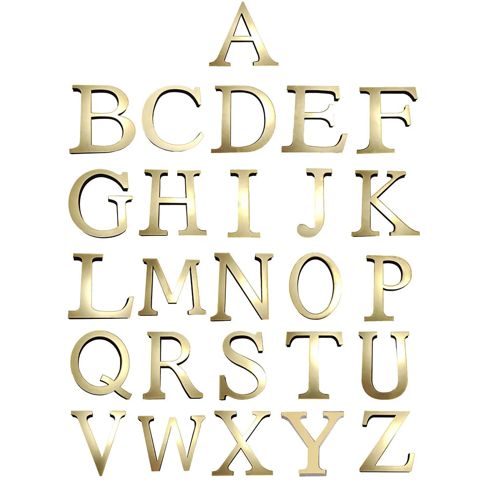 lettres murales stickers autocollants dorées 20cm classiques modernes brillantes adhésives protégées transparentes