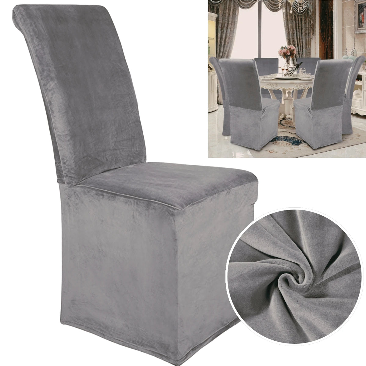 housse chaise banquette velours noir adhésif moderne salle manger unie polyester elasthanne