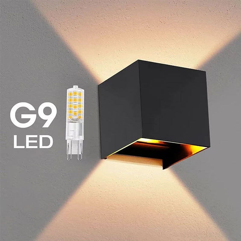 applique murale led 9w g9 noir blanc contemporaine verre borosilicate ip65