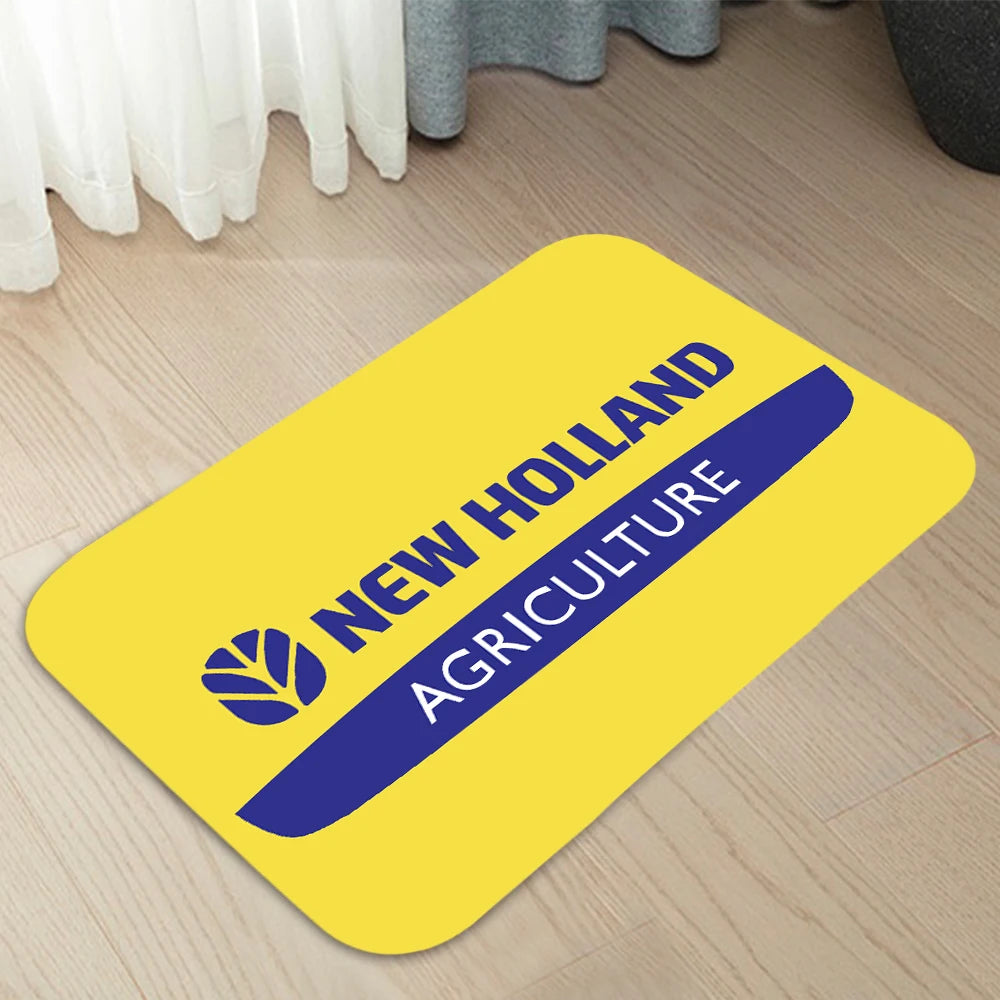 tapis moderne jaune noir bleu blanc logo holland motif floral antidérapant polyestère salon entrée