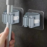 porte balai mural adhésif blanc gris support nettoyage multiple PVC respectueux environnement fixe mur