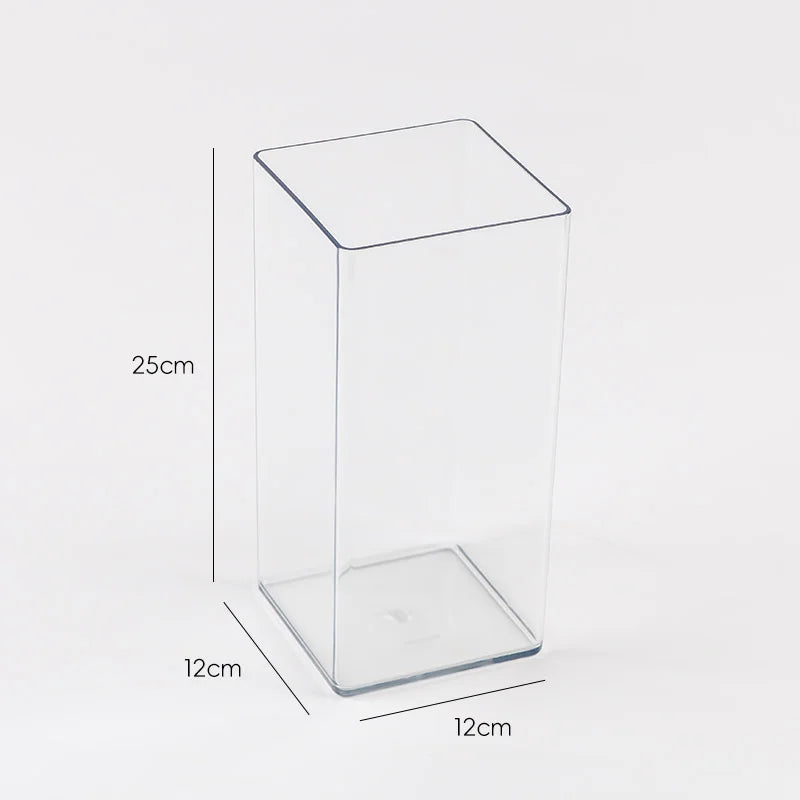 cube transparent moderne vase hydroponie plante verte sans motif minimaliste récipient acrylique