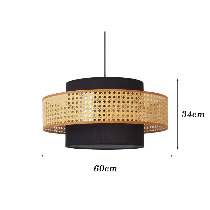 suspension lumineuse tissée marron clair moderne 40cm 50cm 60cm ajustable chambre restaurant étude