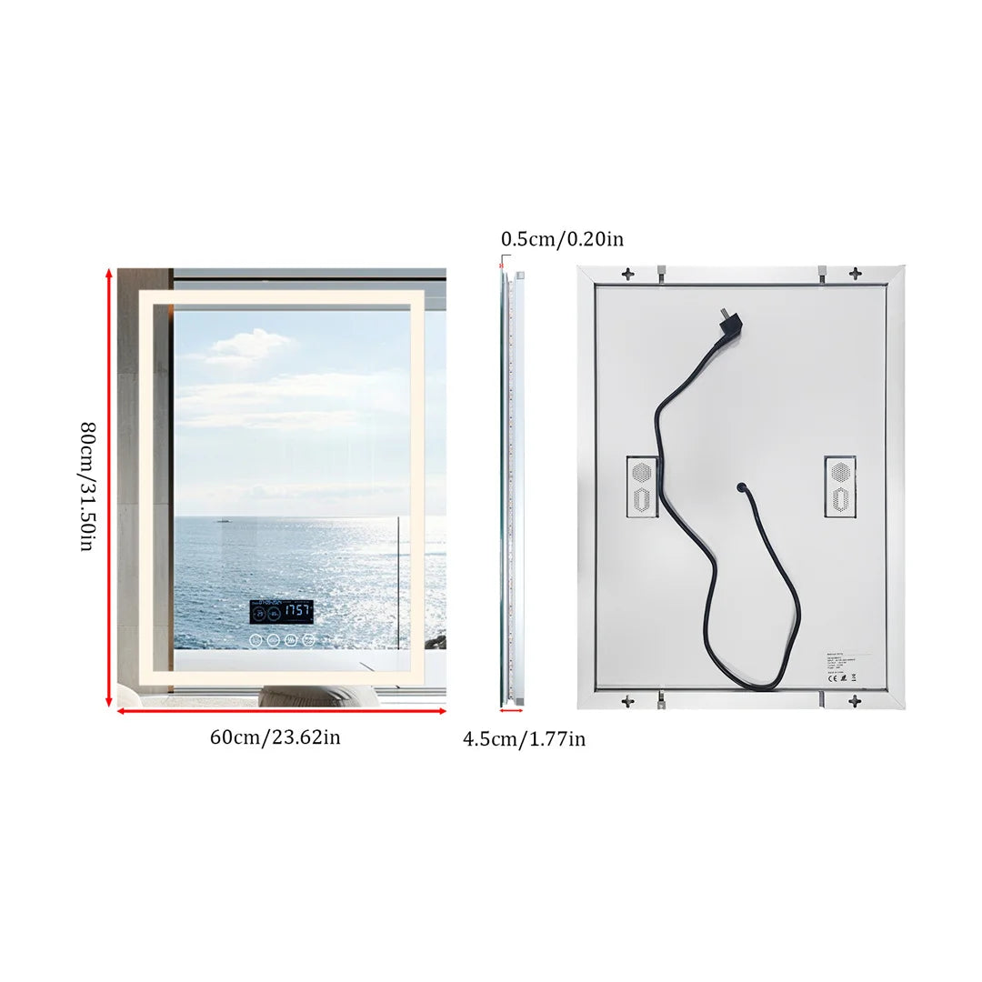 miroir lumineux moderne marbre blanc noir antibuée led bluetooth défog couleurs